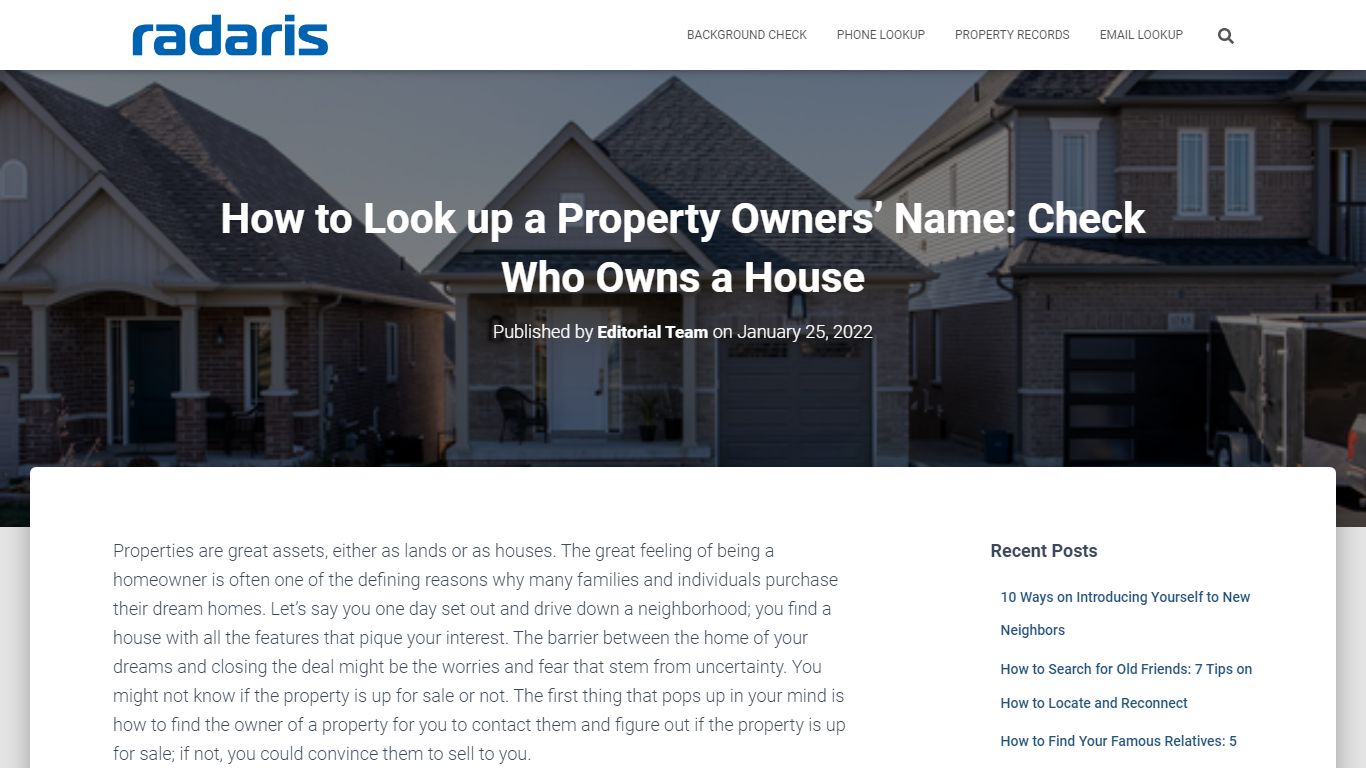 How to Find out Who Owns a House: Property Owner Search - Radaris